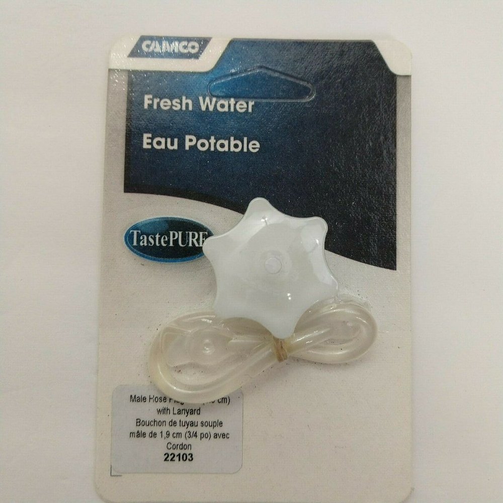 Freshwater Male Hose Plug 3/4" With Landyard Tastepure Camco 22103